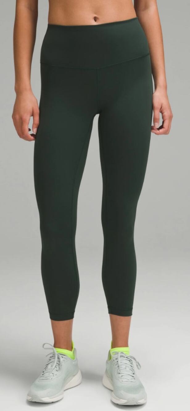Lululemon Wunder Train Crop Leggings Size 4 Green High Rise Athletic Yoga Pants